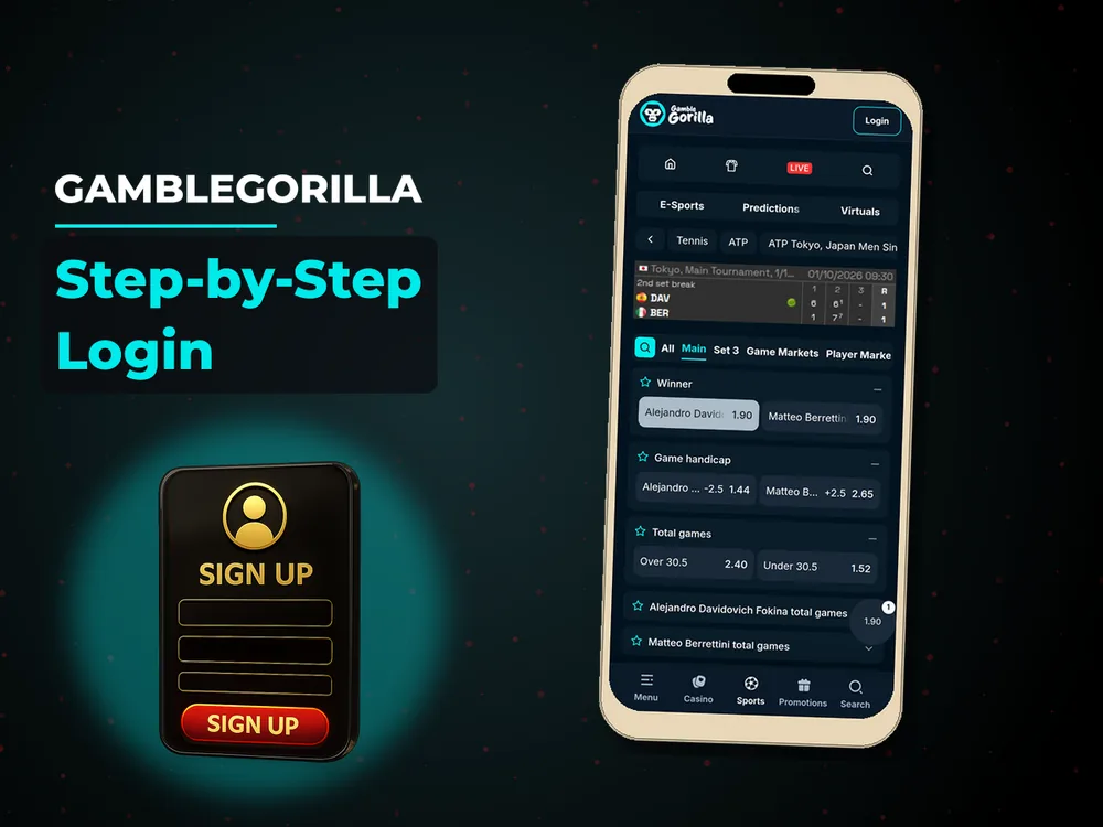 Gamblegorilla - Step-by-Step Login